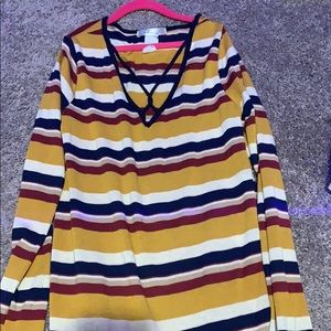 striped long sleeve with crossing neck line